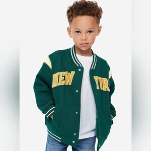 H&M Green Varsity Jacket with Yellow Accents